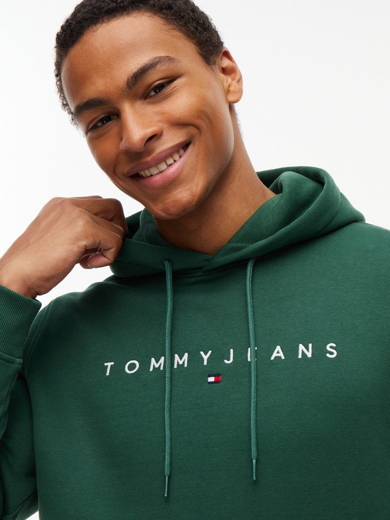 TOMMY JEANS REG LINEAR LOGO HOODIE - GREEN