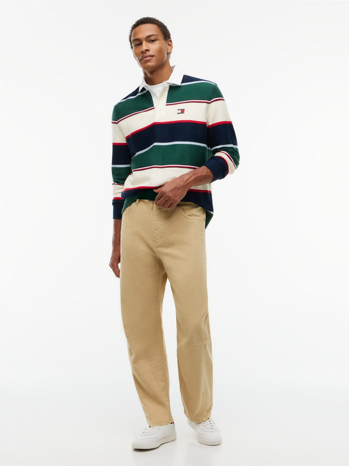 TOMMY JEANS RLX VARSITY STRIPE RUGBY - GREEN