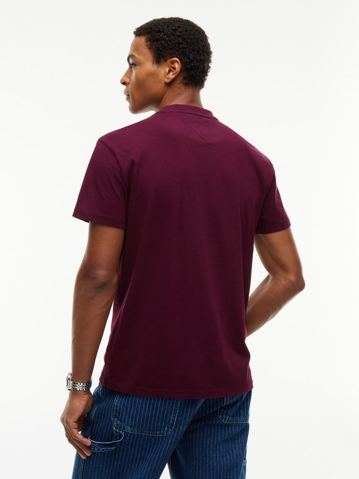 TOMMY JEANS REG LINEAR LOGO TEE - BERRY