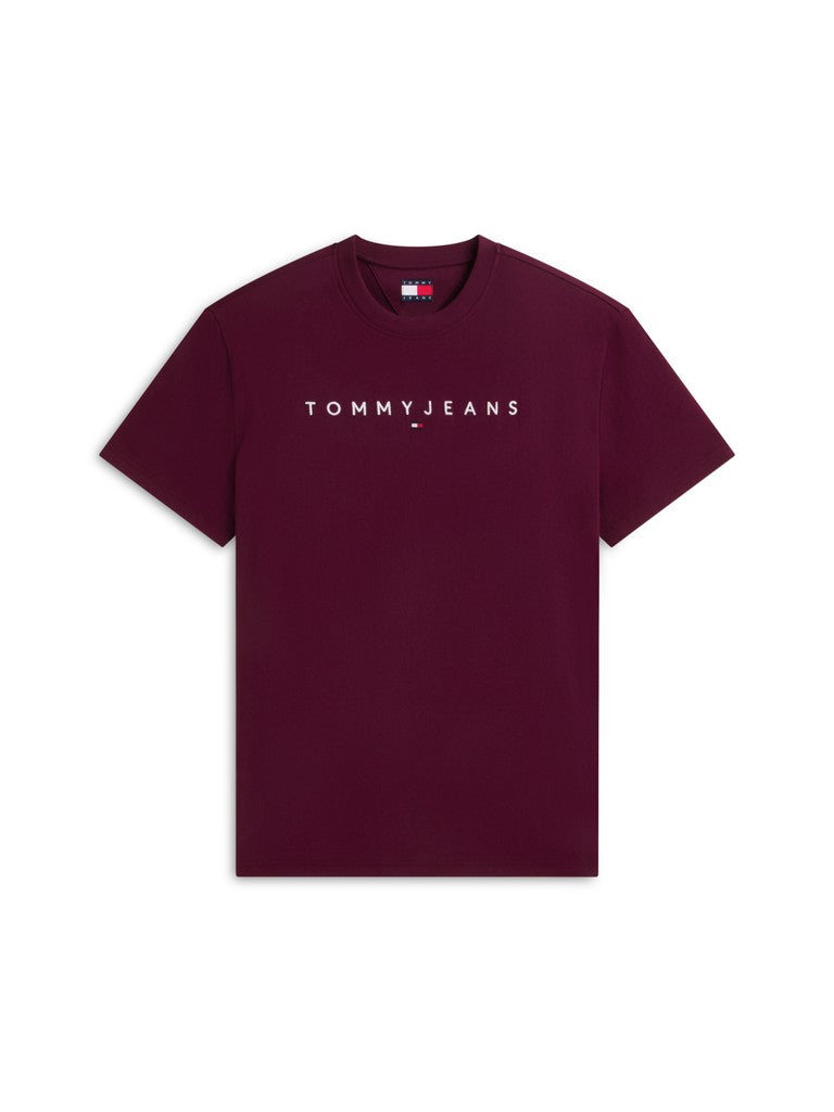 TOMMY JEANS REG LINEAR LOGO TEE - BERRY