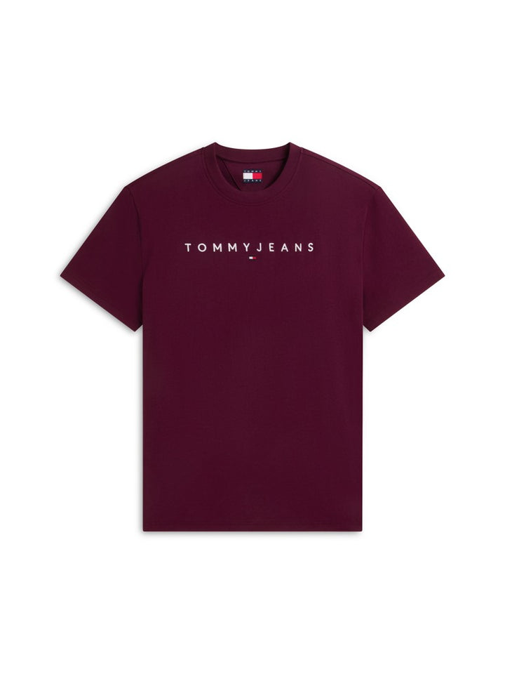 TOMMY JEANS REG LINEAR LOGO TEE - BERRY