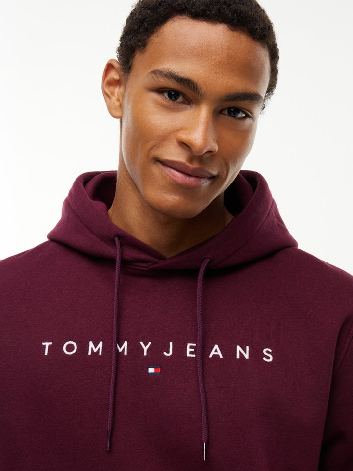 TOMMY JEANS REG LINEAR LOGO HOODIE - BERRY
