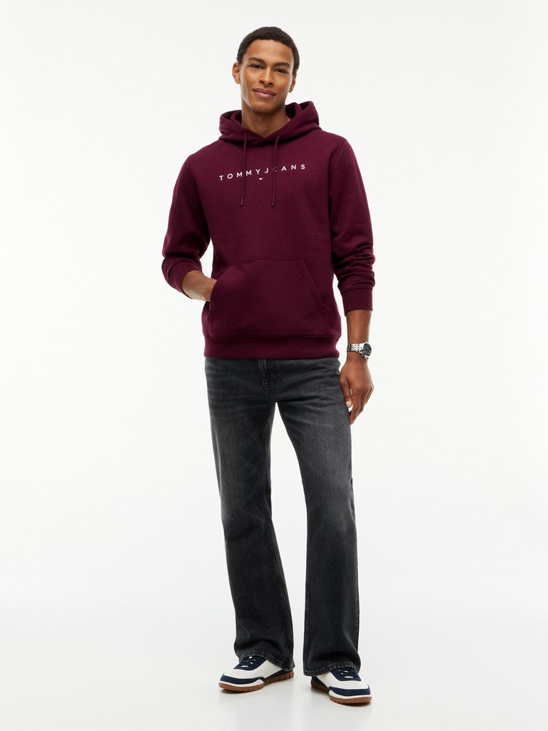 TOMMY JEANS REG LINEAR LOGO HOODIE - BERRY