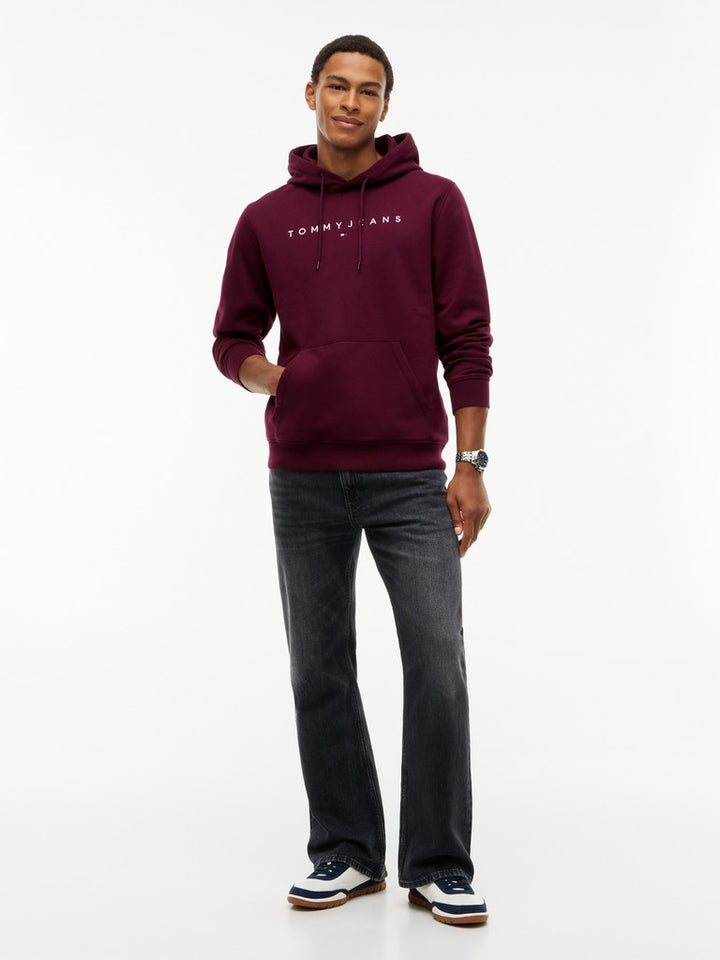 TOMMY JEANS REG LINEAR LOGO HOODIE - BERRY