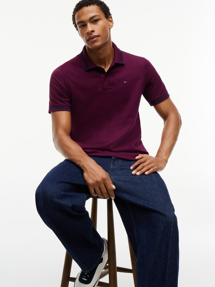 TOMMY JEANS REG TIPPED POLO - BERRY