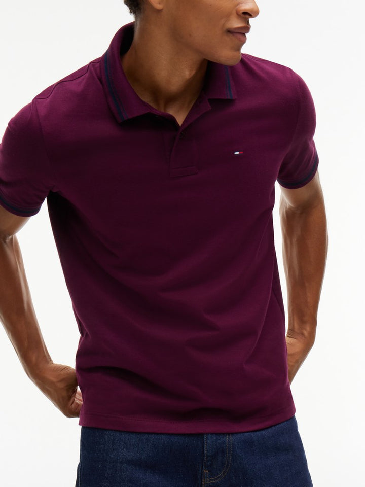 TOMMY JEANS REG TIPPED POLO - BERRY