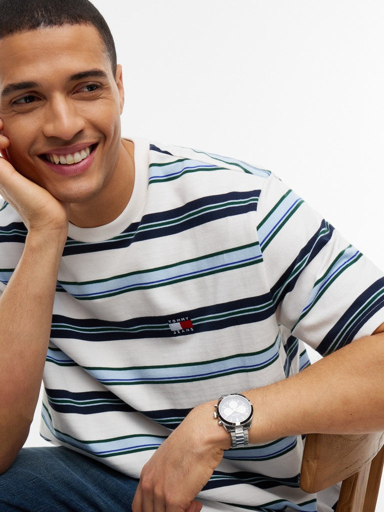 TOMMY JEANS 90S STRIPE TEE - OFF WHITE STRIPE