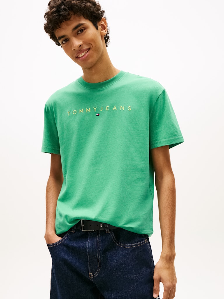 TOMMY JEANS REG LINEAR LOGO TEE - BAHAMA GREEN
