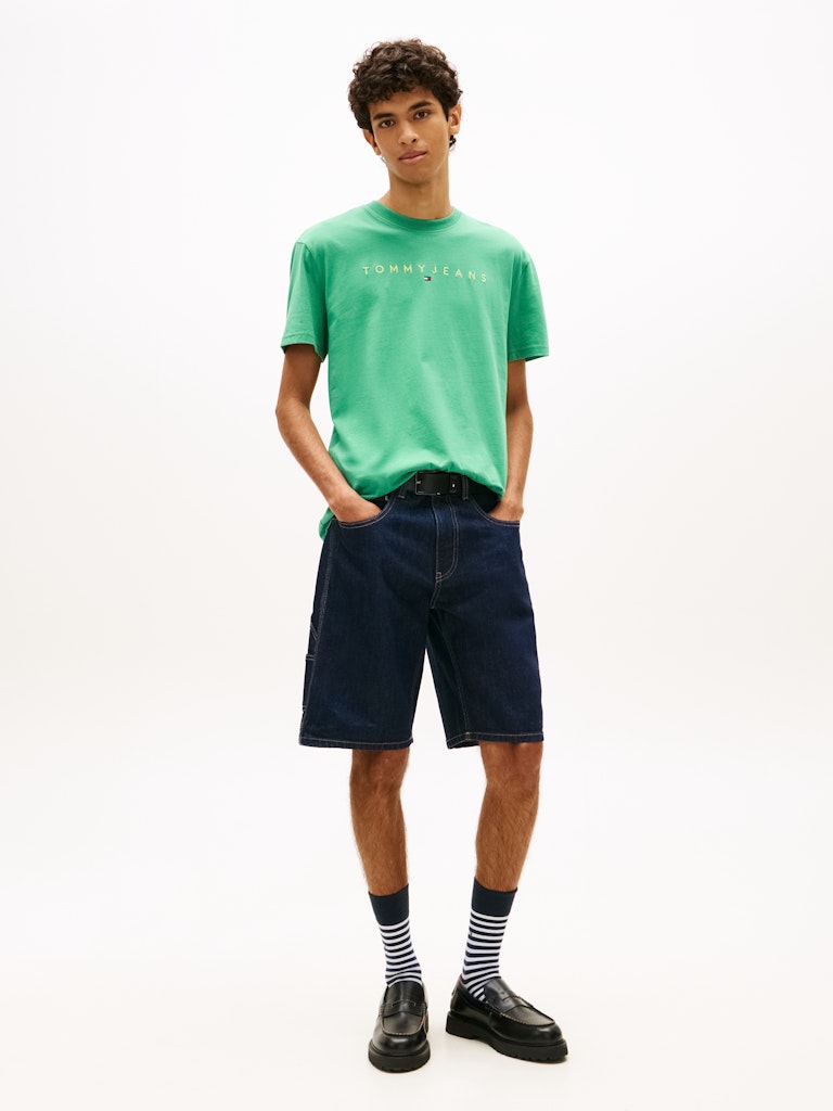 TOMMY JEANS REG LINEAR LOGO TEE - BAHAMA GREEN