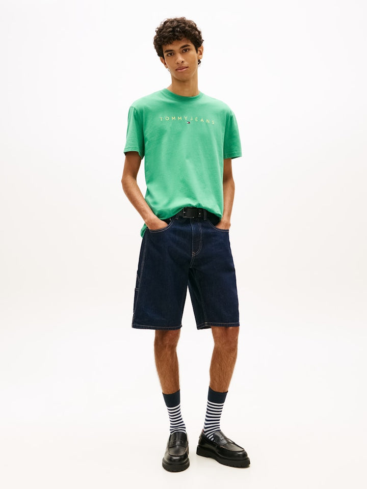 TOMMY JEANS REG LINEAR LOGO TEE - BAHAMA GREEN