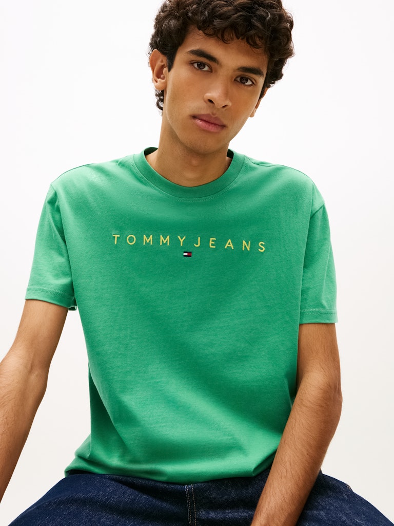 TOMMY JEANS REG LINEAR LOGO TEE - BAHAMA GREEN