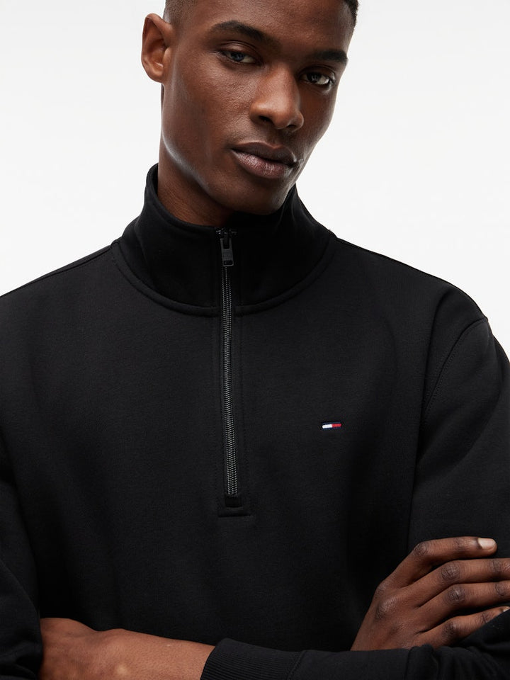 TOMMY JEANS REG FLEECE 1/4 ZIP - BLACK