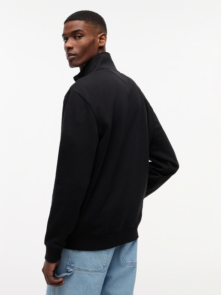 TOMMY JEANS REG FLEECE 1/4 ZIP - BLACK