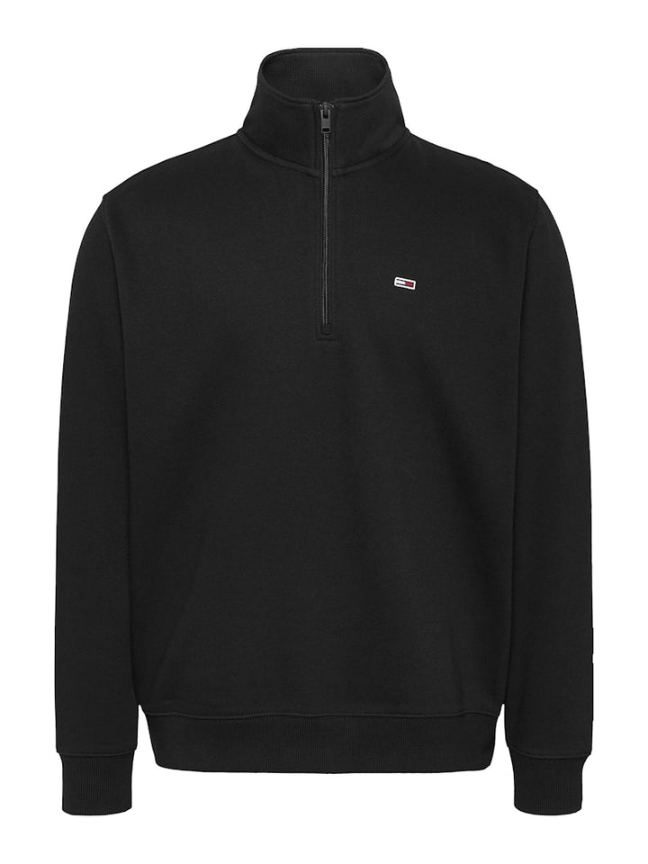 TOMMY JEANS REG FLEECE 1/4 ZIP - BLACK