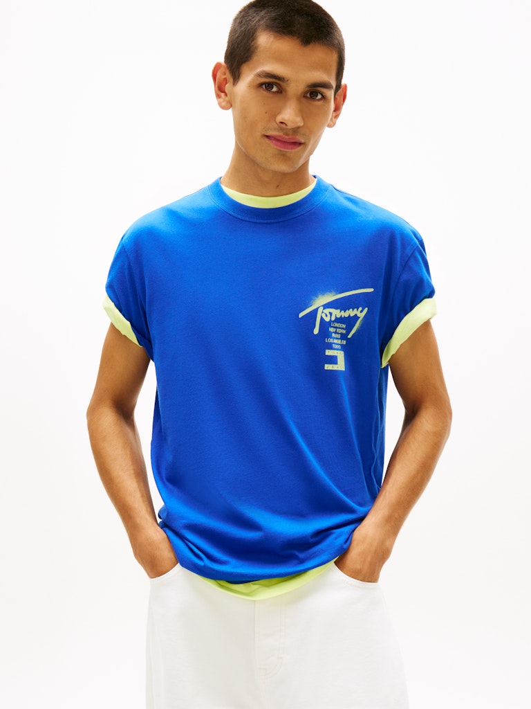 TOMMY JEANS REG CITY SIGN TEE - FIZZY BLUE