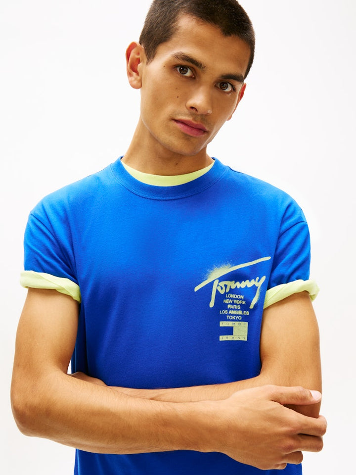 TOMMY JEANS REG CITY SIGN TEE - FIZZY BLUE