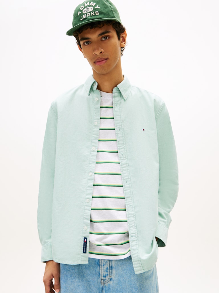 TOMMY JEANS REG OXFORD SHIRT - BAHAMA GREEN