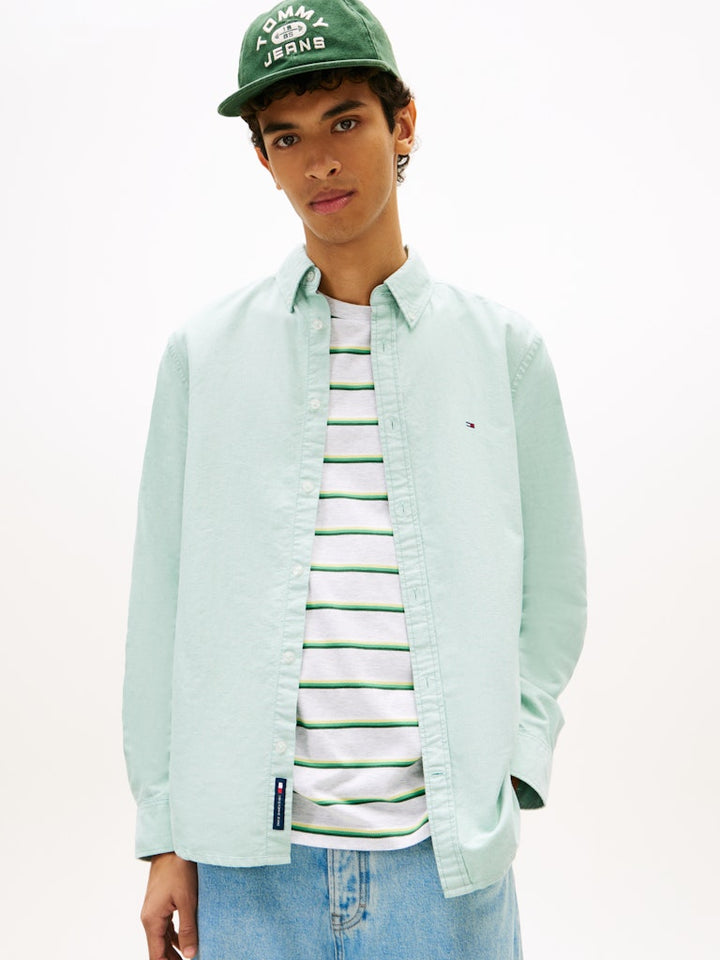 TOMMY JEANS REG OXFORD SHIRT - BAHAMA GREEN