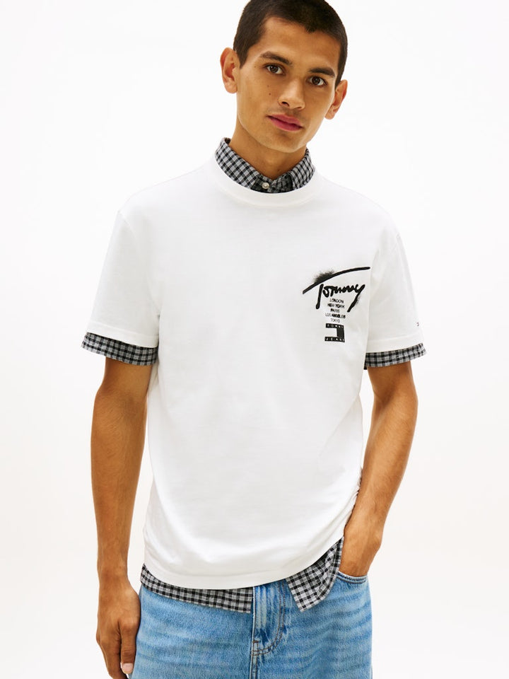 TOMMY JEANS REG CITY SIGN TEE - ECRU