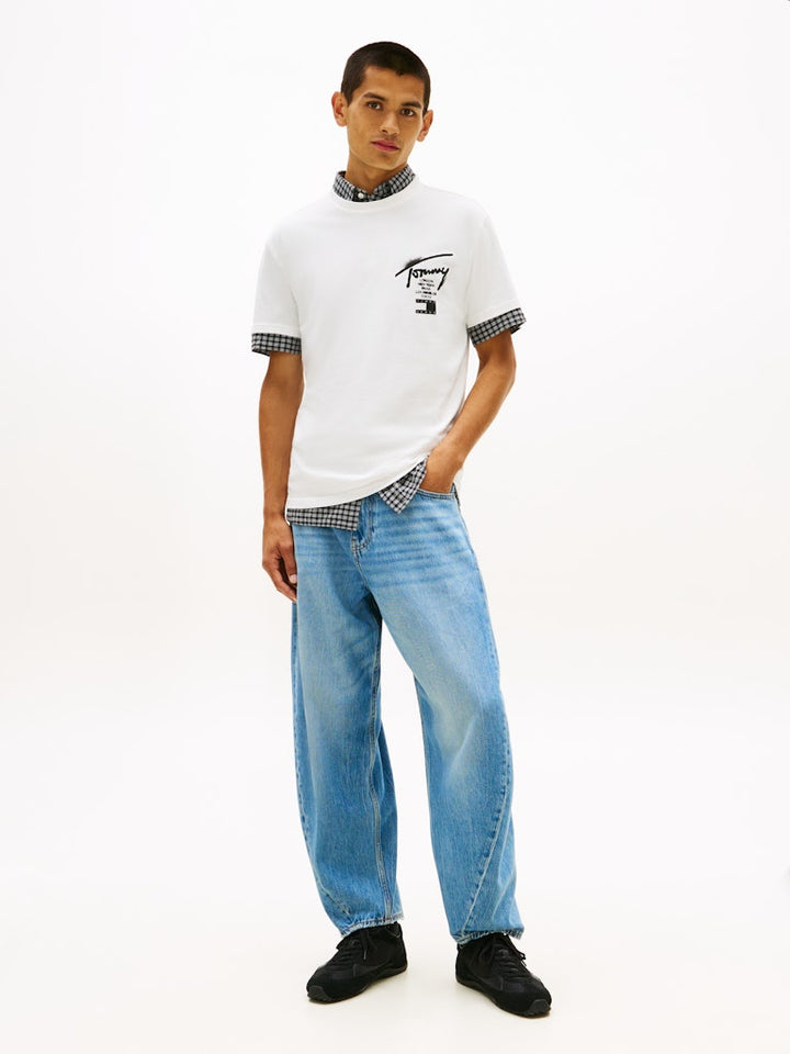 TOMMY JEANS REG CITY SIGN TEE - ECRU