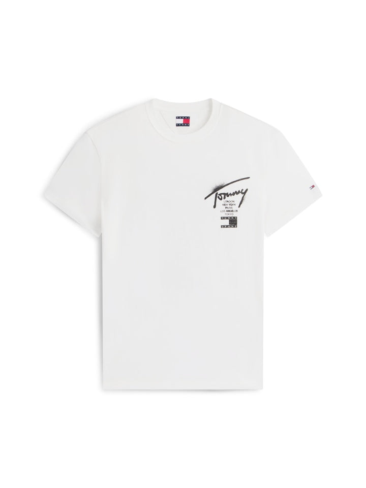 TOMMY JEANS REG CITY SIGN TEE - ECRU