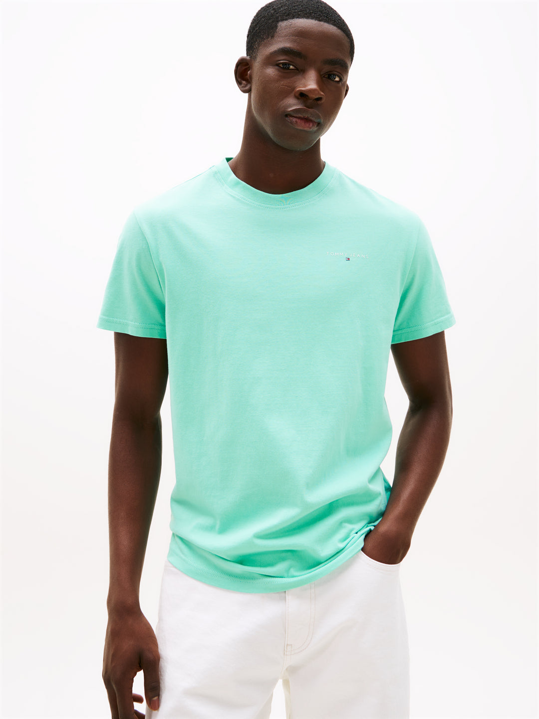 TJM SLIM LINEAR CHEST TEE - LAGOON GREEN