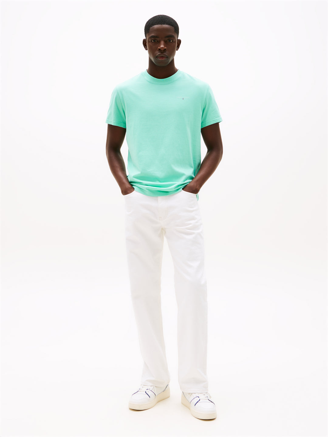 TJM SLIM LINEAR CHEST TEE - LAGOON GREEN
