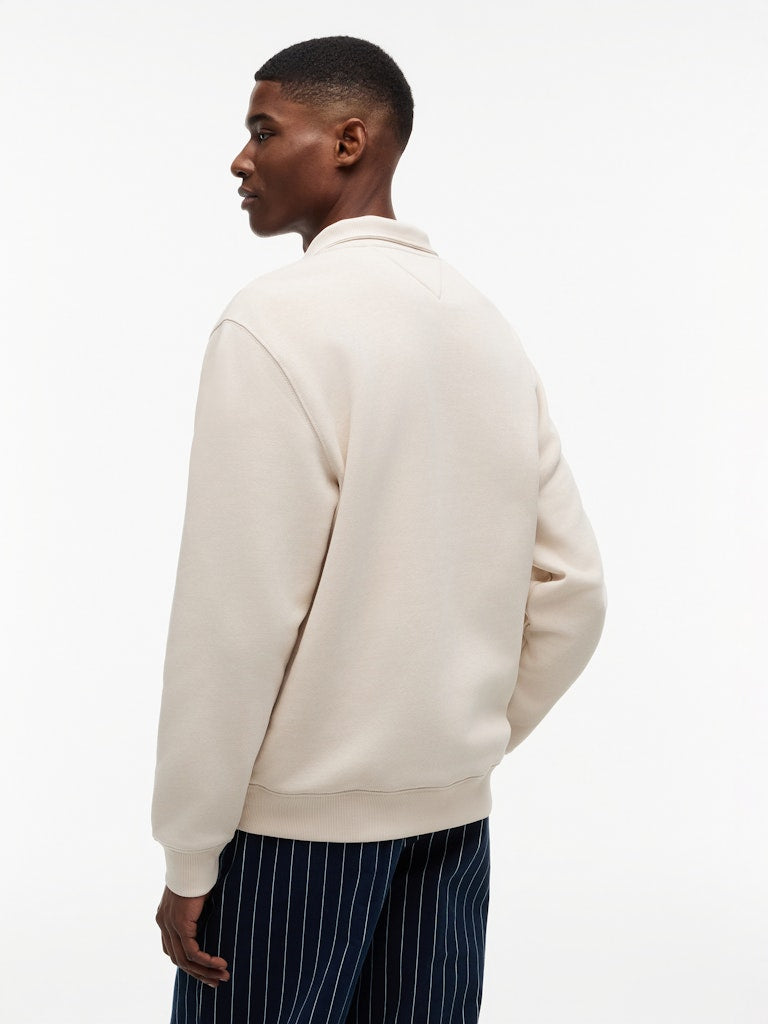 TOMMY JEANS REG FLEECE 1/4 ZIP - CLASSIC BEIGE