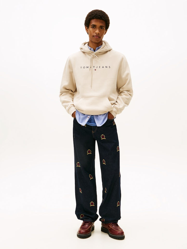 TOMMY JEANS REG LINEAR LOGO HOODIE - GULF SAND