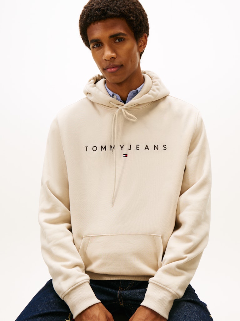 TOMMY JEANS REG LINEAR LOGO HOODIE - GULF SAND
