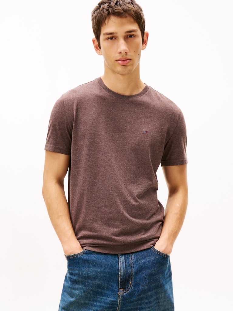TOMMY JEANS XSLIM JASPE HTR TEE - WALNUT HTR
