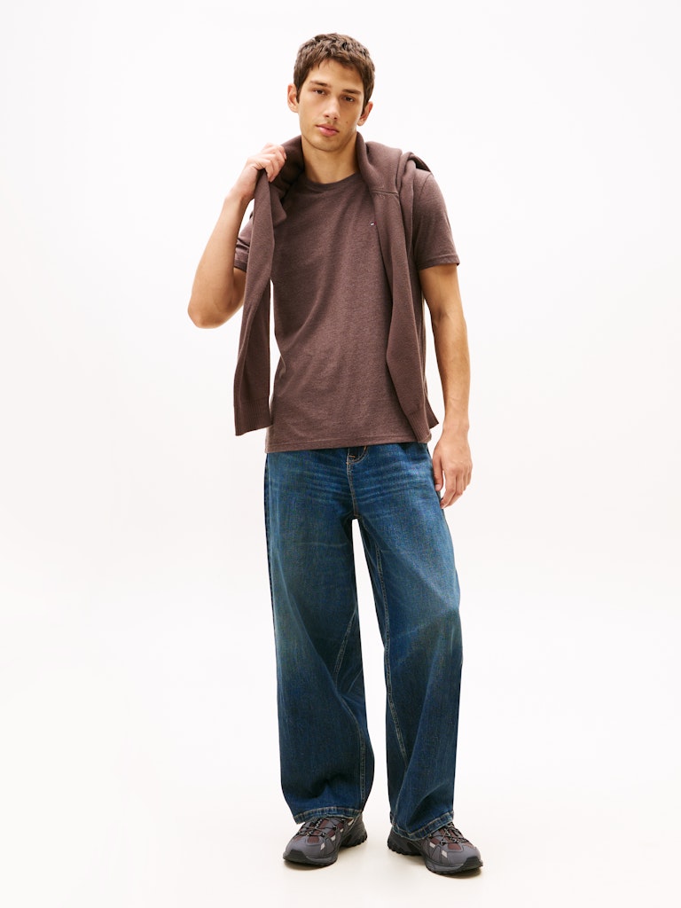 TOMMY JEANS XSLIM JASPE HTR TEE - WALNUT HTR