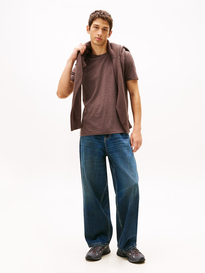TOMMY JEANS XSLIM JASPE HTR TEE - WALNUT HTR