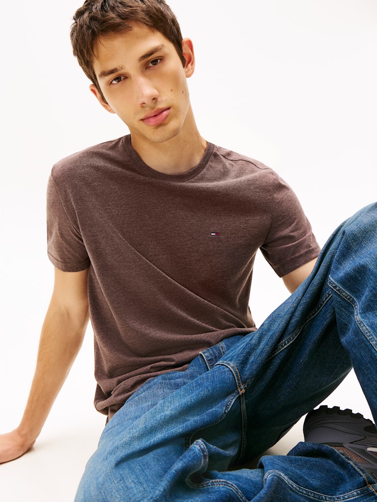 TOMMY JEANS XSLIM JASPE HTR TEE - WALNUT HTR