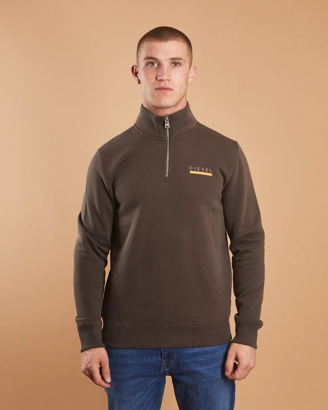 DIESEL URBAN HALF ZIP - PEAT MOSS