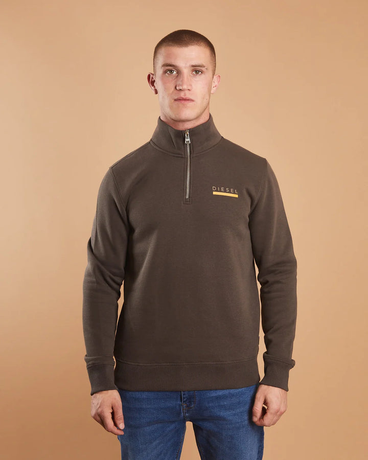 DIESEL URBAN HALF ZIP - PEAT MOSS