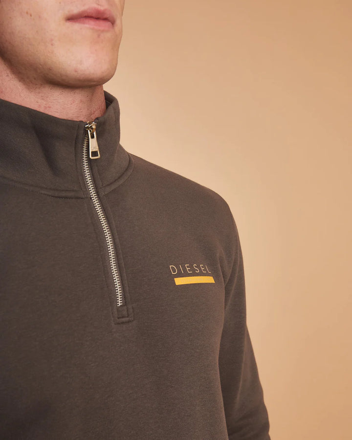 DIESEL URBAN HALF ZIP - PEAT MOSS