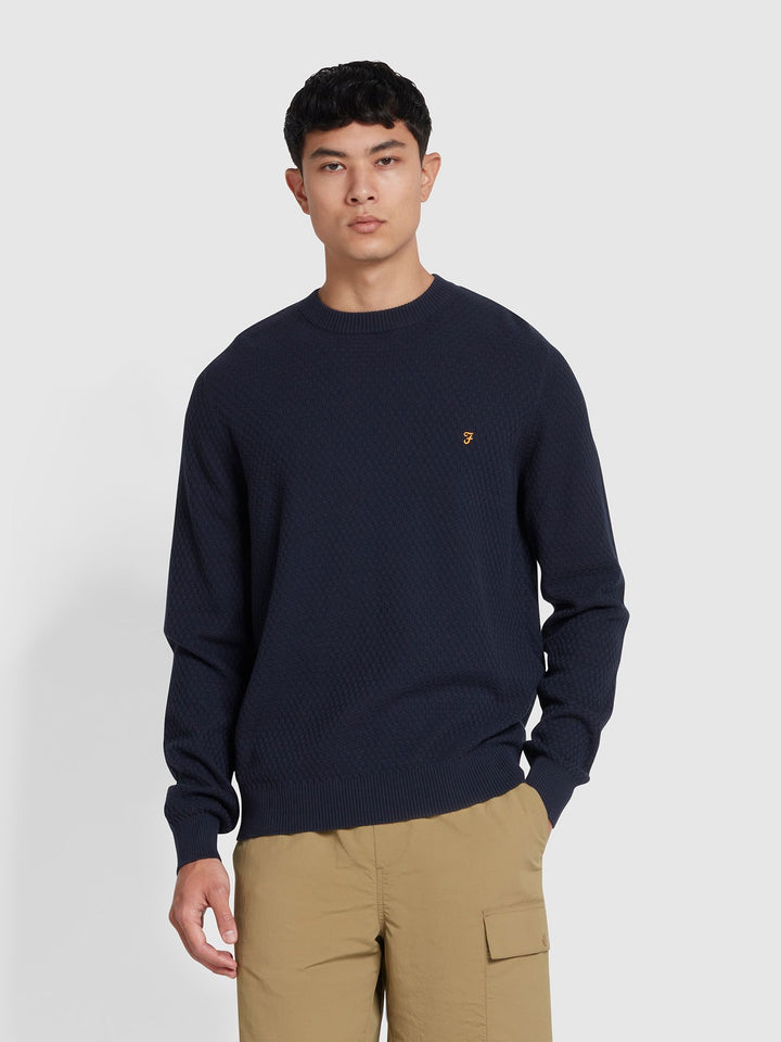 FARAH EDWARDS CREW SWEATER - NAVY