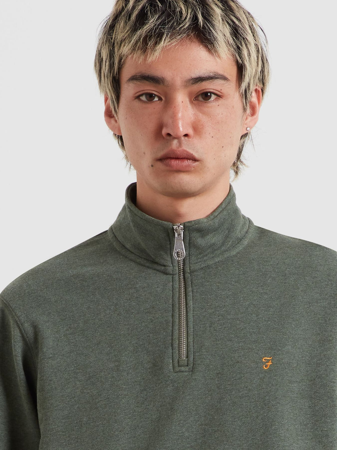 FARAH ARNOLD 1/4 ZIP - ROSEMARY MARL