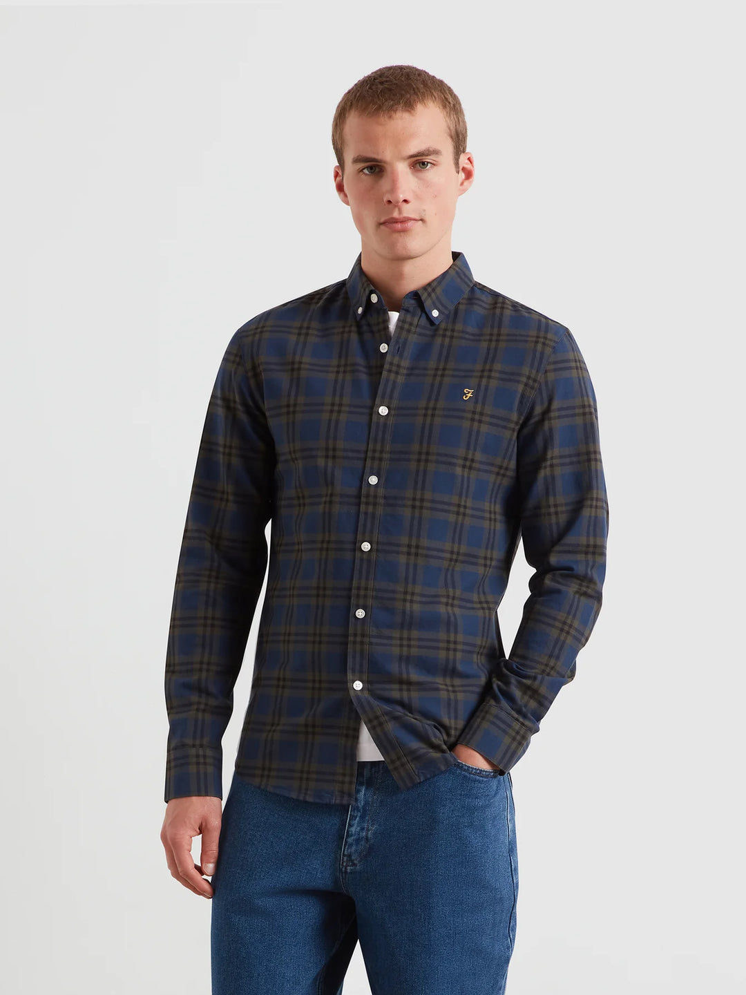 FARAH BREWER CHECK - EVERGREEN