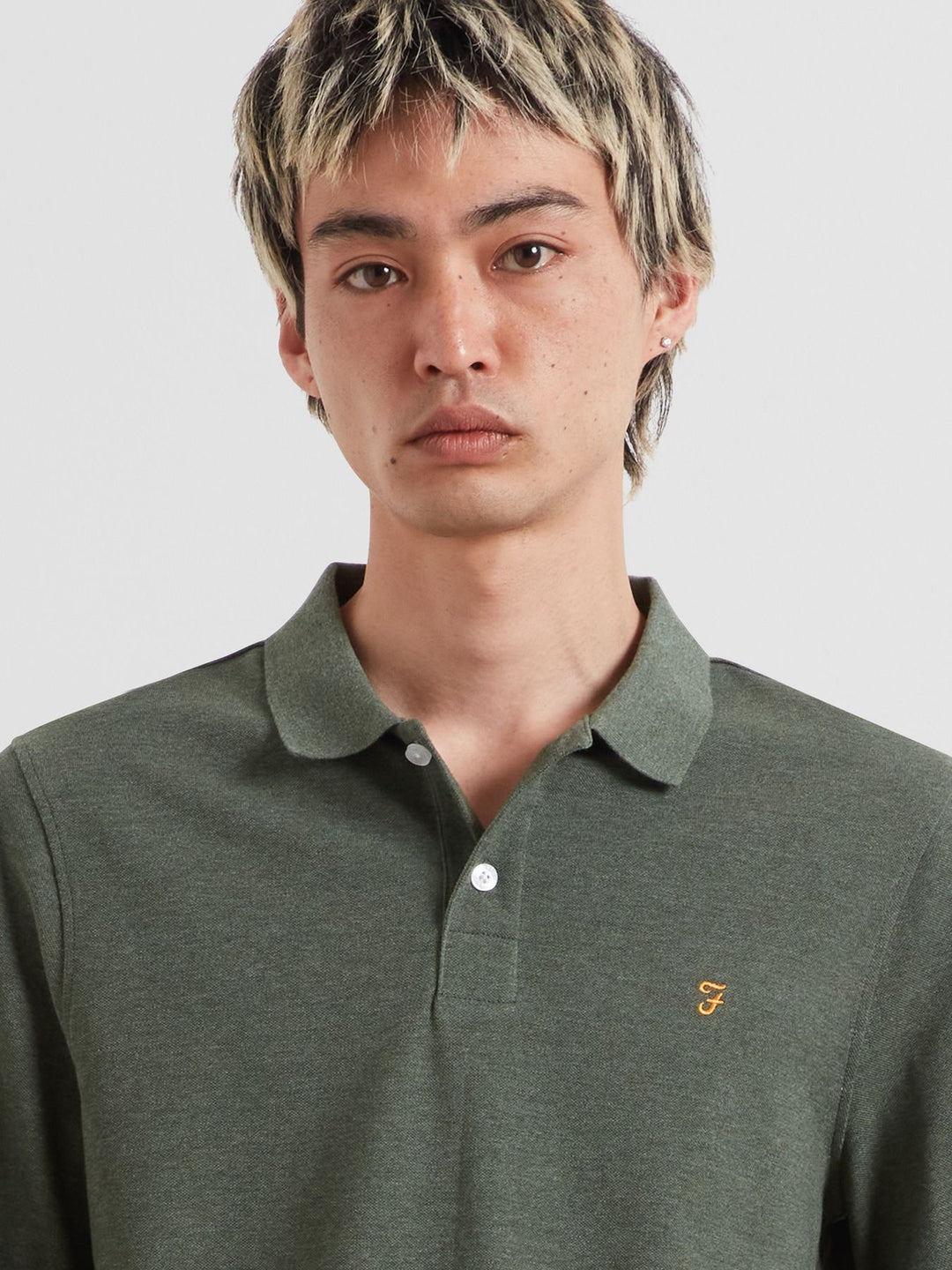 FARAH CUNNINGHAM LS POLO - ROSEMARY MARL