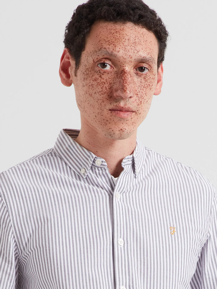 FARAH BREWER STRIPE LS SHIRT - DEEP PURPLE