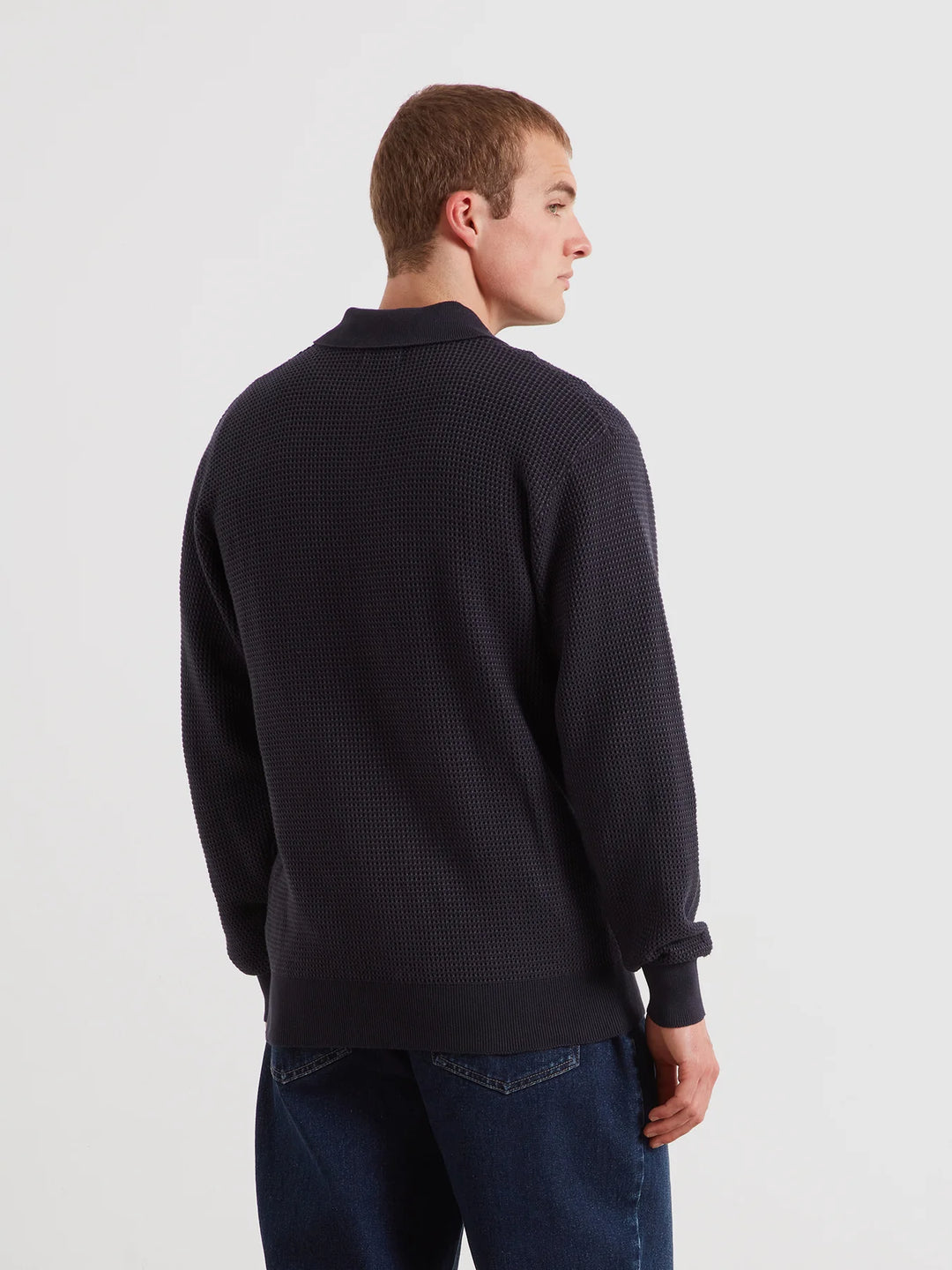 FARAH GATEACRE KNIT POLO - TRUE NAVY
