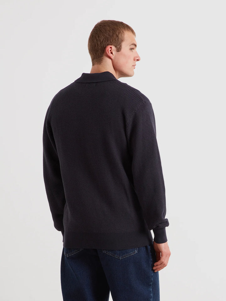FARAH GATEACRE KNIT POLO - TRUE NAVY