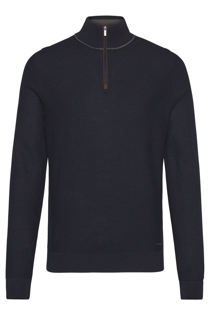 BUGATTI TEXTURED 1/4 ZIP - NAVY