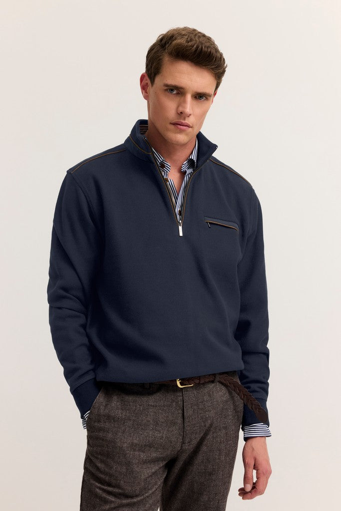 BUGATTI 25050F 1/4 ZIP 390-NAVY