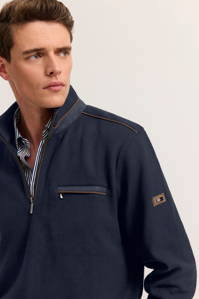 BUGATTI 25050F 1/4 ZIP 390-NAVY