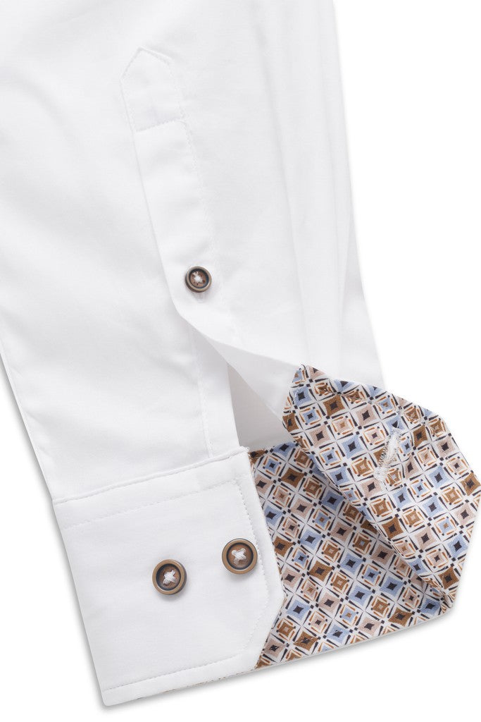 BUGATTI 28503F LS SHIRT - 10 WHITE
