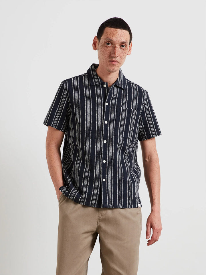 FARAH SIMON SS STRIPE - TRUE NAVY