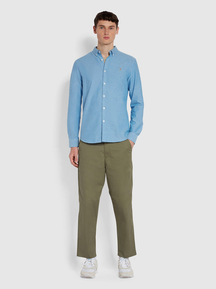 FARAH BREWER LS SHIRT - MID BLUE
